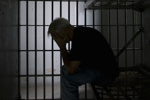 Silhouette of a Man in jail