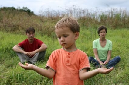 sad child with family