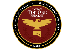 National Association of Distinguished Counsel Top One Percent award seal with a gold eagle logo
